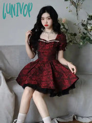 Lunivop Summer Bow Kawaii Floral Dress Women Patchwork Lace Y2K Party Mini Female Casual Korean