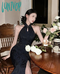 Lunivop Summer Fashion Retro Sexy Open Fork Slim Temperament Senior Sense Of Cheongsam Improved