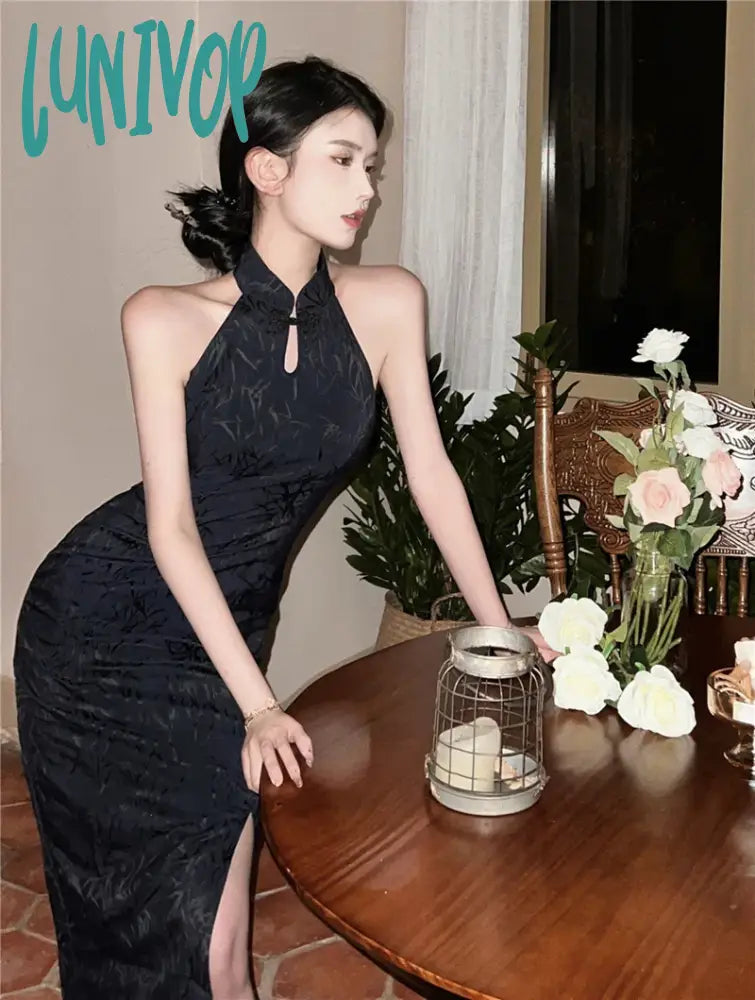 Lunivop Summer Fashion Retro Sexy Open Fork Slim Temperament Senior Sense Of Cheongsam Improved