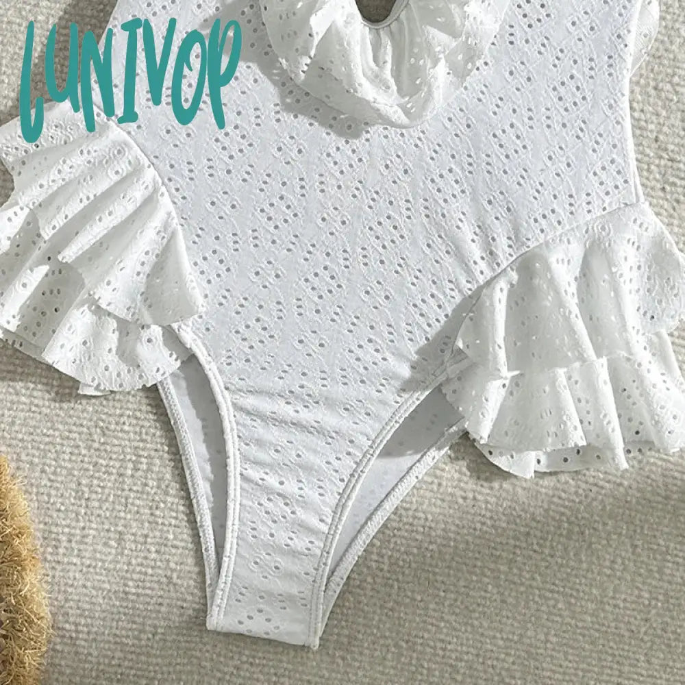 Lunivop Summer New White Body Suit One Piece Swimsuit Bikini For Women Sexy Deep V-Neck Backless