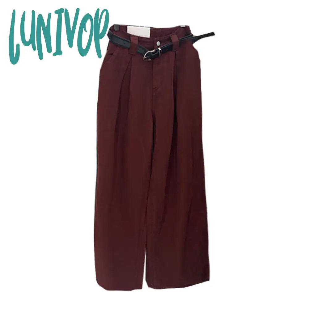 summer outfits inspo Brown Wide-Leg Pants Women's Jeans Autumn Maillard High Waist Loose Slimming Drape Casual Mopping Long Pants
