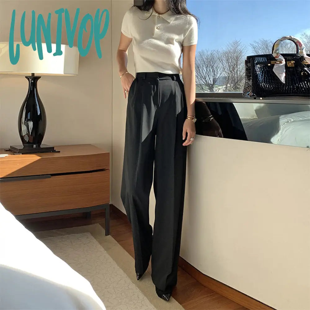 summer outfits inspo Casual Suit Pants Women's 2024 New Wide-Leg Pants Draping High Waist Slimming Summer Ice Silk Mopping Pants