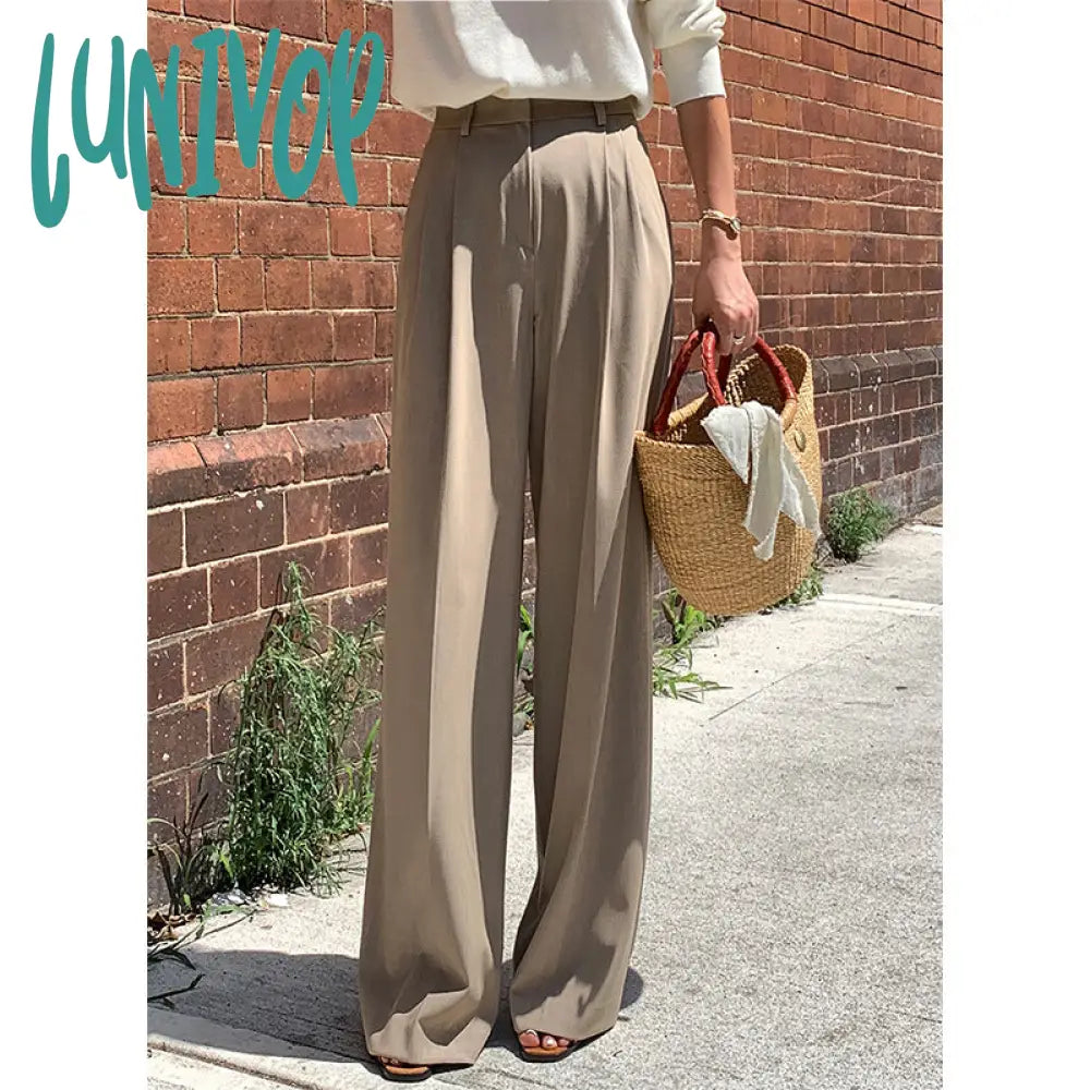 summer outfits inspo Casual Suit Pants Women's 2024 New Wide-Leg Pants Draping High Waist Slimming Summer Ice Silk Mopping Pants