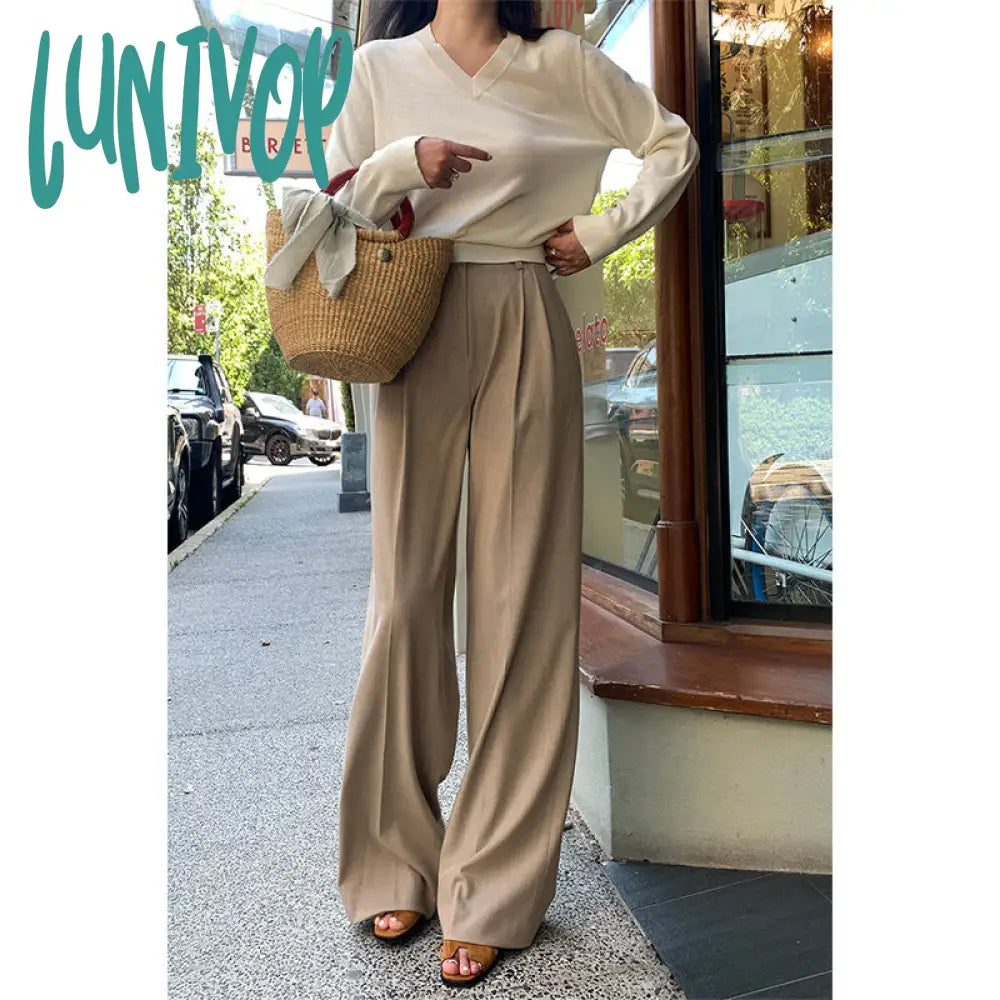 summer outfits inspo Casual Suit Pants Women's 2024 New Wide-Leg Pants Draping High Waist Slimming Summer Ice Silk Mopping Pants