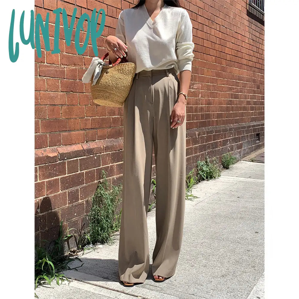 summer outfits inspo Casual Suit Pants Women's 2024 New Wide-Leg Pants Draping High Waist Slimming Summer Ice Silk Mopping Pants