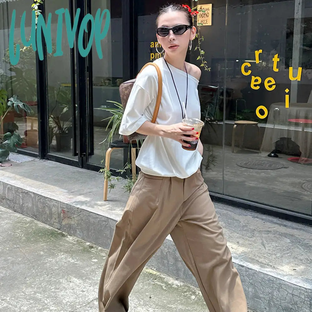 summer outfits inspo Mmfish Fashionable Street Wide-Leg Workwear Straight Casual Pants Pleated Loose Slimming Mop Straight Pants K335