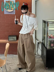 summer outfits inspo Mmfish Fashionable Street Wide-Leg Workwear Straight Casual Pants Pleated Loose Slimming Mop Straight Pants K335