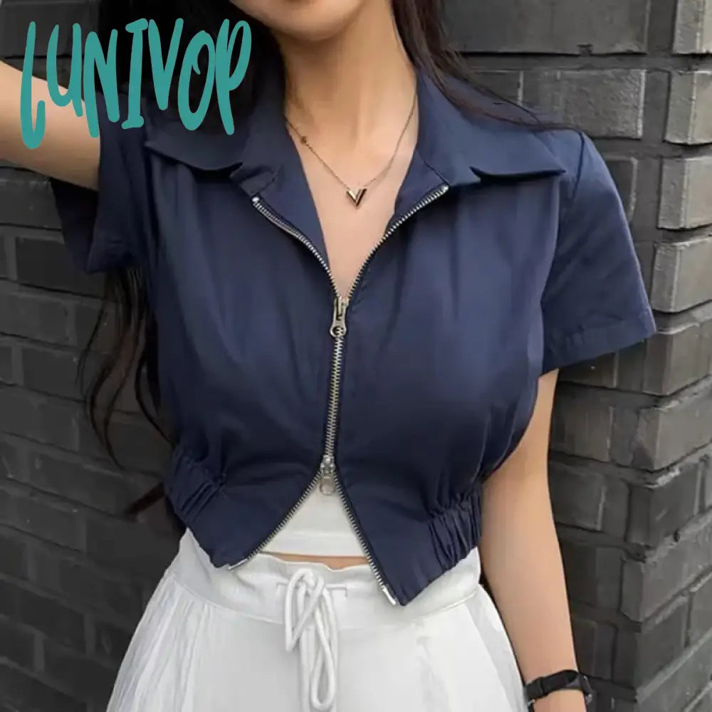 Lunivop Summer Short Sleeve Jacket Women Chic And Elegant Vintage Cropped Jackets Korean Fashion
