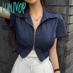 Lunivop Summer Short Sleeve Jacket Women Chic And Elegant Vintage Cropped Jackets Korean Fashion