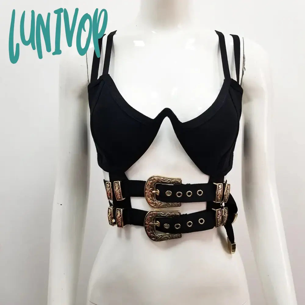 Lunivop Summer Style Sexy Backless Black Hollow Out Sequined Women Bodycon Bandage Crop Top