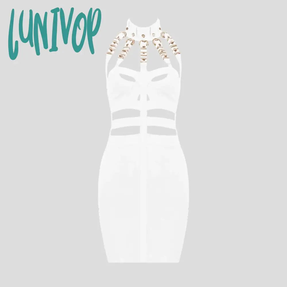 Lunivop Summer Style Sexy Hollow Out Button Bandage Dress Fashion Party Vestido