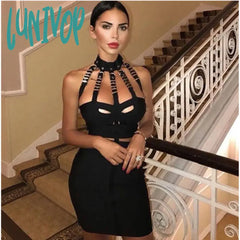 Lunivop Summer Style Sexy Hollow Out Button Bandage Dress Fashion Party Vestido