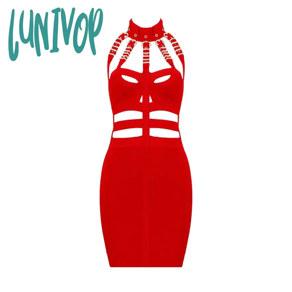 Lunivop Summer Style Sexy Hollow Out Button Bandage Dress Fashion Party Vestido