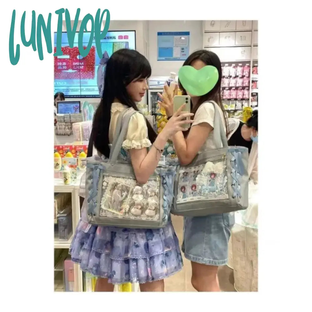 Lunivop Sweet Lolita Pink Ita Bag Women Japanese Transparent Large Capacity Tote Ladies Harajuku