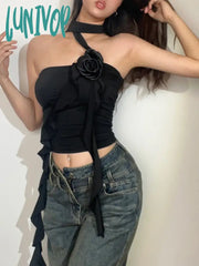 Lunivop Sweet Trendy Fashion Women Tank Top Korean Off Shoulder Ruffles Slash Neck Tanks All Match