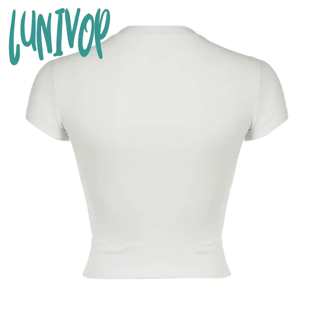 Lunivop Teen Girl Vintage Grunge Short Sleeve T-Shirts Personalized Print Crop Tops Summer Slim Fit