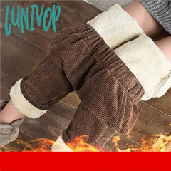 Lunivop Thick Plush Corduroy Casual Pants For Women Fashion Warm Autumn Winter Trousers High Waist