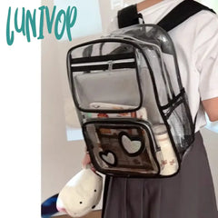 Lunivop Transparent Pvc Womens Backpack Summer College Style Fashion Large Capacity Travel Designer