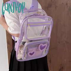 Lunivop Transparent Pvc Womens Backpack Summer College Style Fashion Large Capacity Travel Designer