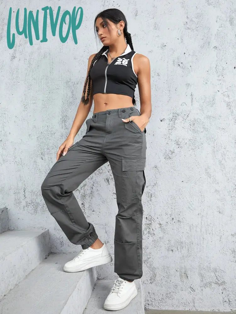 Lunivop Vintage Cargo Pants Women Loose Fashion 90S Streetwear Vacation Aesthetics Clothes Baggy