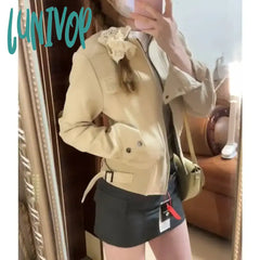 Lunivop Vintage Y2K Suede Jacket Women Korean Fashion Streetwear Crop Bomber Jackets Japanese 2000S