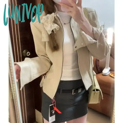 Lunivop Vintage Y2K Suede Jacket Women Korean Fashion Streetwear Crop Bomber Jackets Japanese 2000S