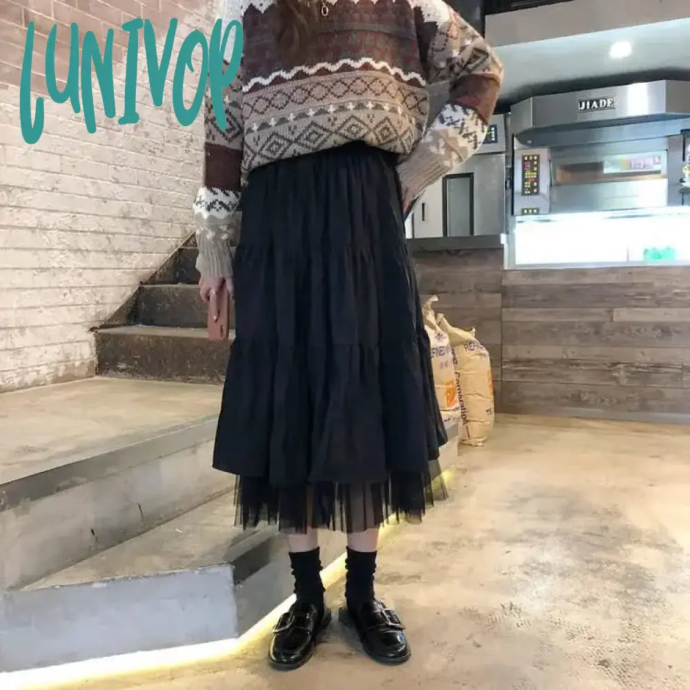 Lunivop White A Line Pleated Skirt Summer Women Long Midi For Girl Fairy Core Elegant Cottagecore