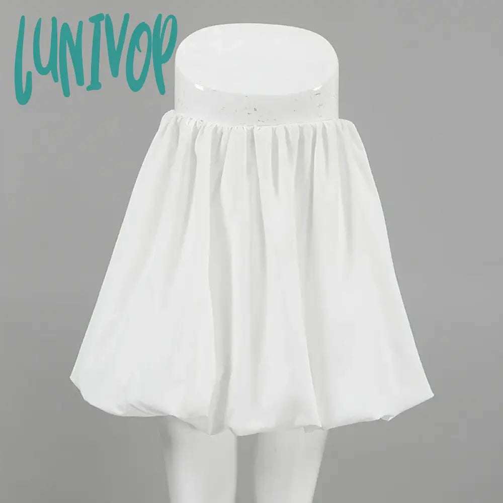 Lunivop White Balloon Skirts Sexy High Waist Versatile Mini Skirt For Women Fashion Streetwear Club