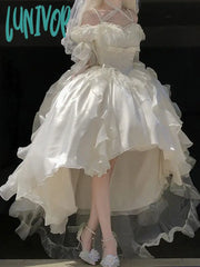 Lunivop White Flower For Bride Generate Colorful Wedding Dress Cos Lolita Suit Heavy Industry Trail