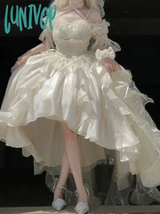 Lunivop White Flower For Bride Generate Colorful Wedding Dress Cos Lolita Suit Heavy Industry Trail