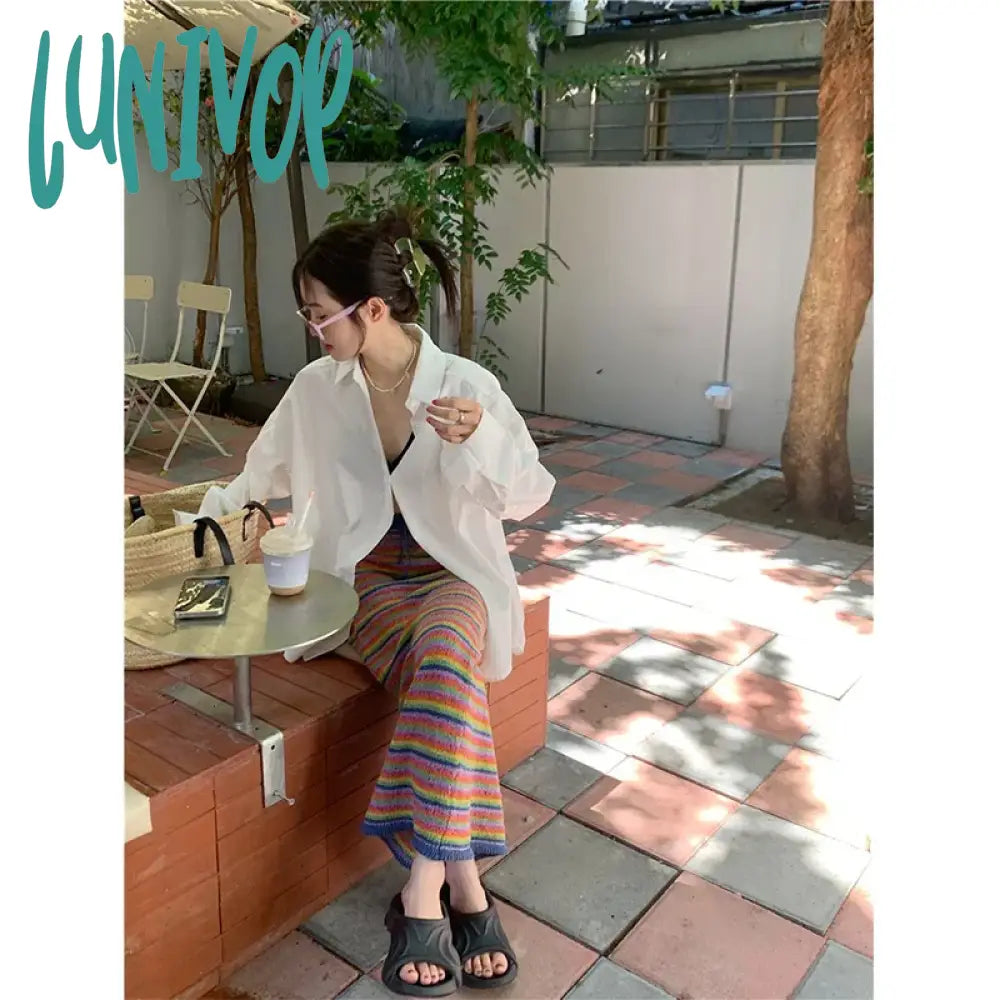 Lunivop White Sun Proof Shirts Women Streetwear Sexy Hollow Out Blouses Harajuku Korean Oversized