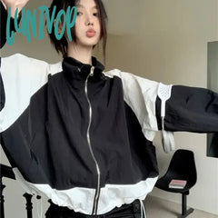 Lunivop Windbreaker Jacekt Women Oversized Korean Fashion Gorpcore Track Jackets Zipper Outdoor