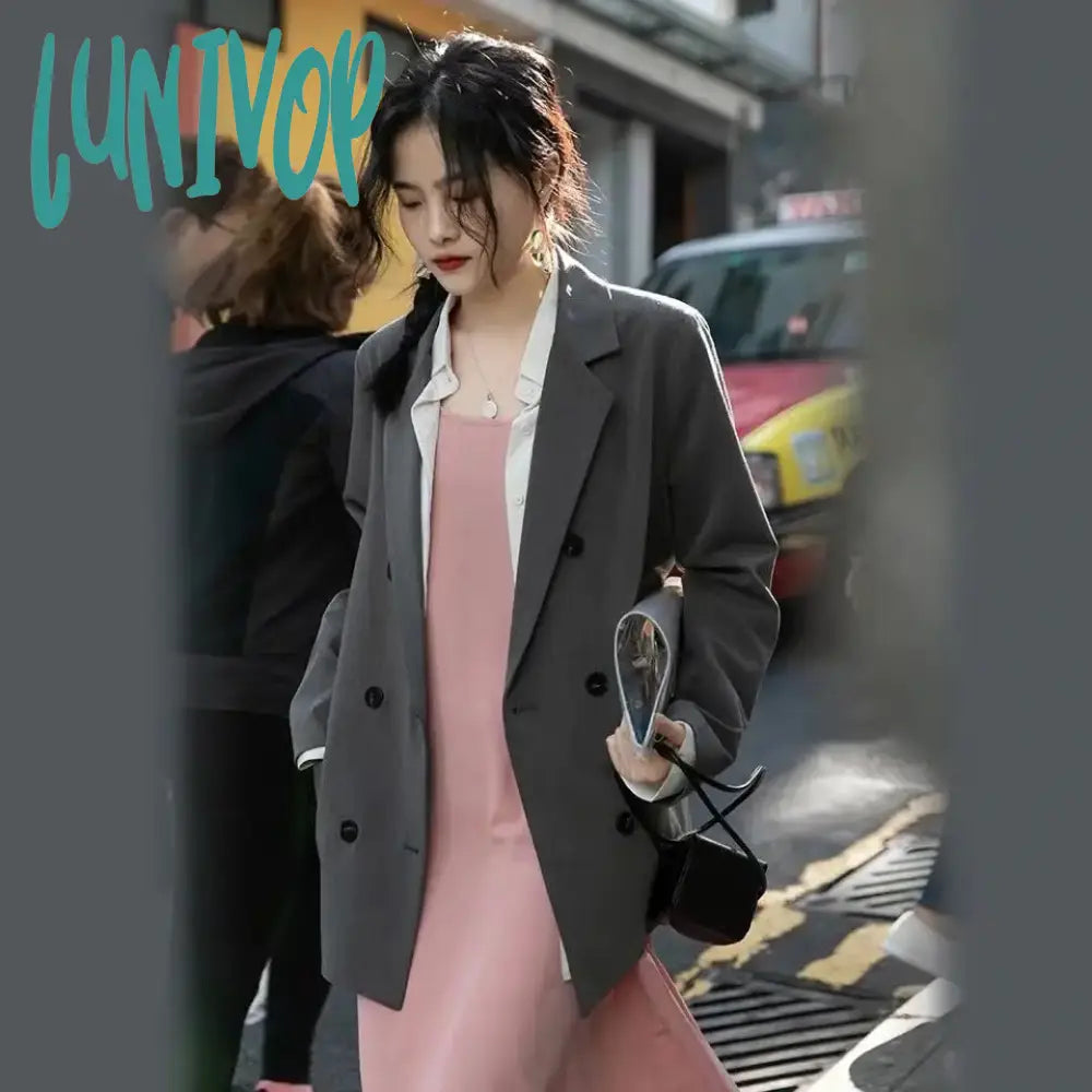 Lunivop Winter Jacket Tops For Women Office Ladies Ol Clothes Long Sleeve Blazer Coat Vintage