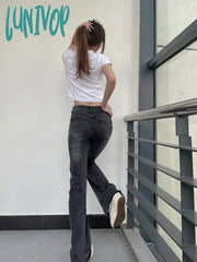 Lunivop Woman Casual Jeans Tight Bodycon Denim Low Waist Pants Straight Leg Gradient Color Tie-Dyed