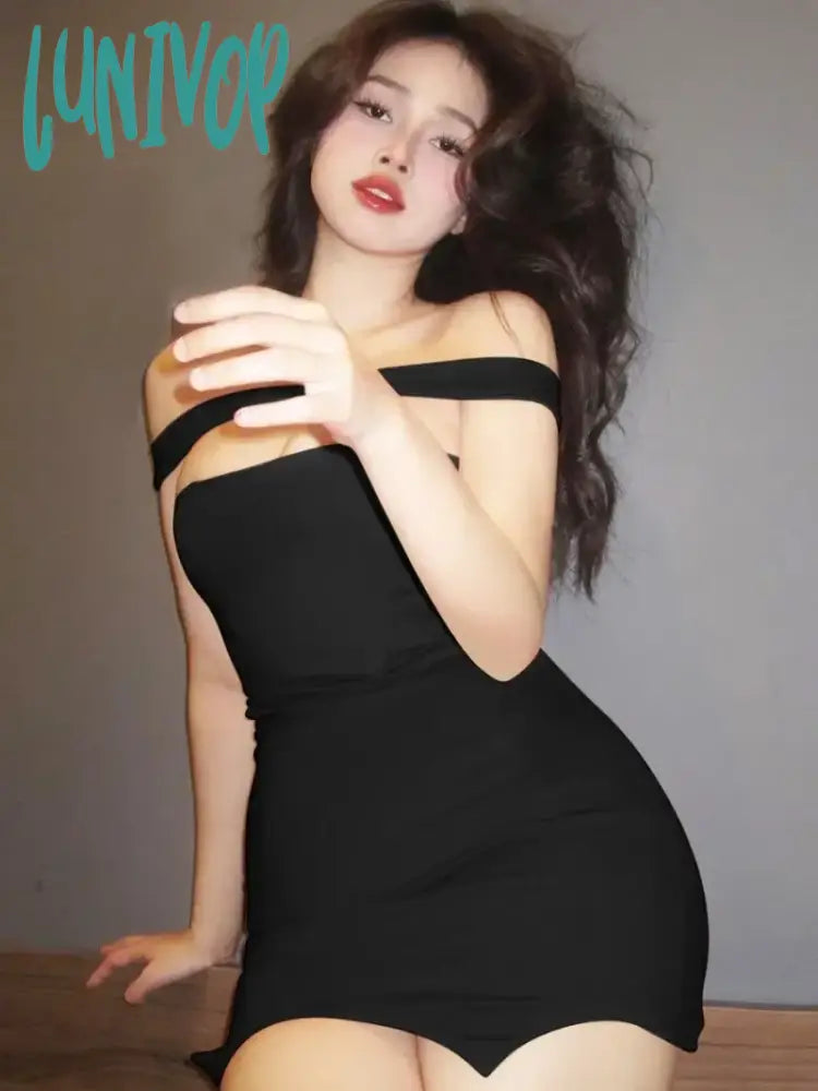 Lunivop Woman Clothes Halter Slash Neck Mini Wrap Dress Fashion Sexy Sleeveless Hollow Out Bodycon
