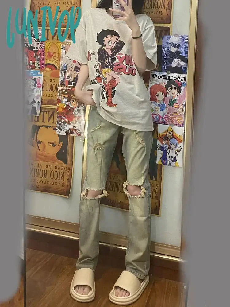 Lunivop Woman Goblin Core Baddie Grunge Hip-Hop High Street Y2K Design Streetwear Vintage Ripped