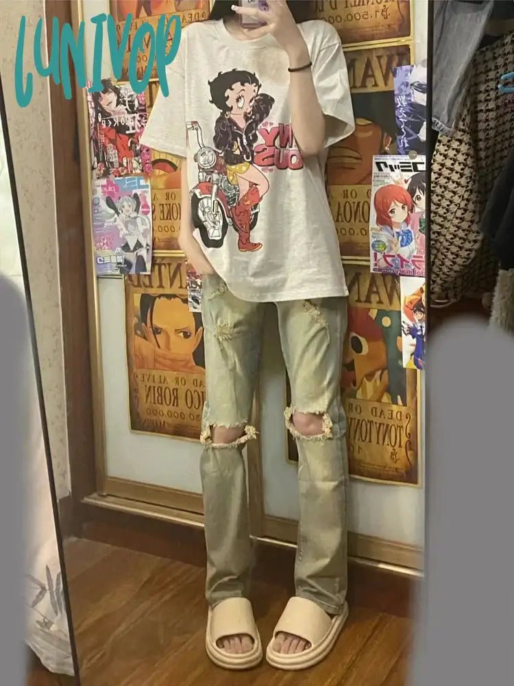 Lunivop Woman Goblin Core Baddie Grunge Hip-Hop High Street Y2K Design Streetwear Vintage Ripped