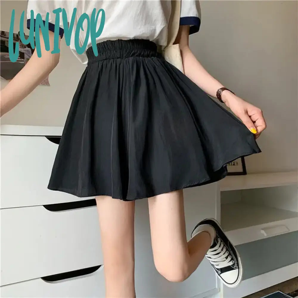 Lunivop Women Kawaii White Pleated Skirt Summer High Waist Mini Korean Fashion For Girls Preppy