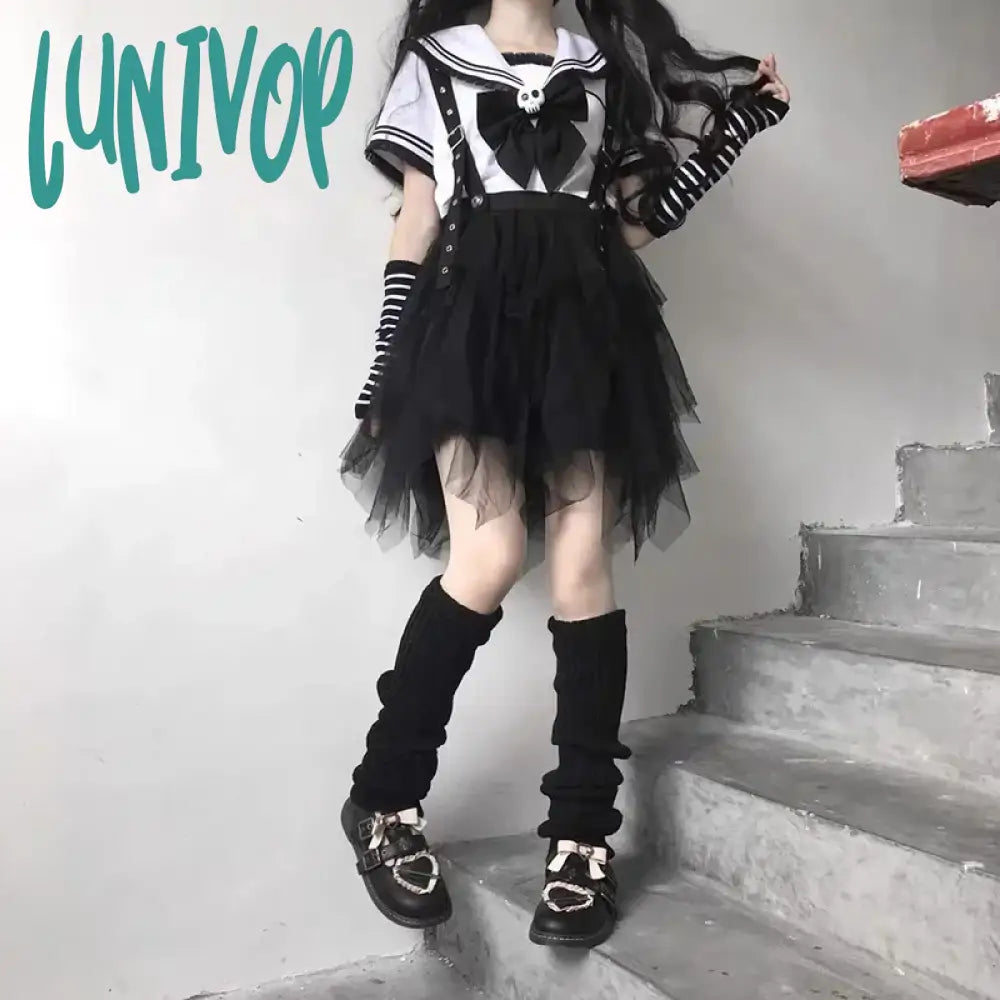 Lunivop Women Leg Warmers Japanese Punk Boot Cuffs Gothic Knit Socks Jk Hot Girl Harajuku Long