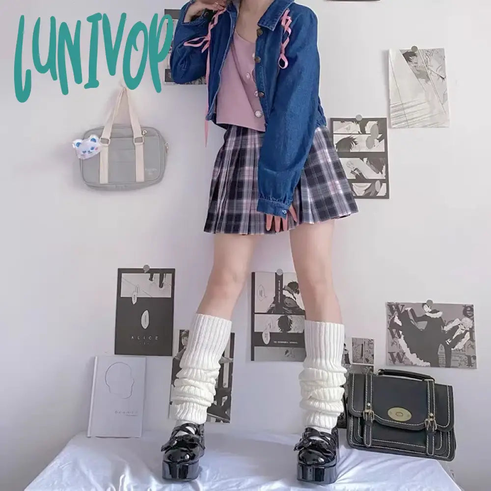Lunivop Women Leg Warmers Japanese Punk Boot Cuffs Gothic Knit Socks Jk Hot Girl Harajuku Long