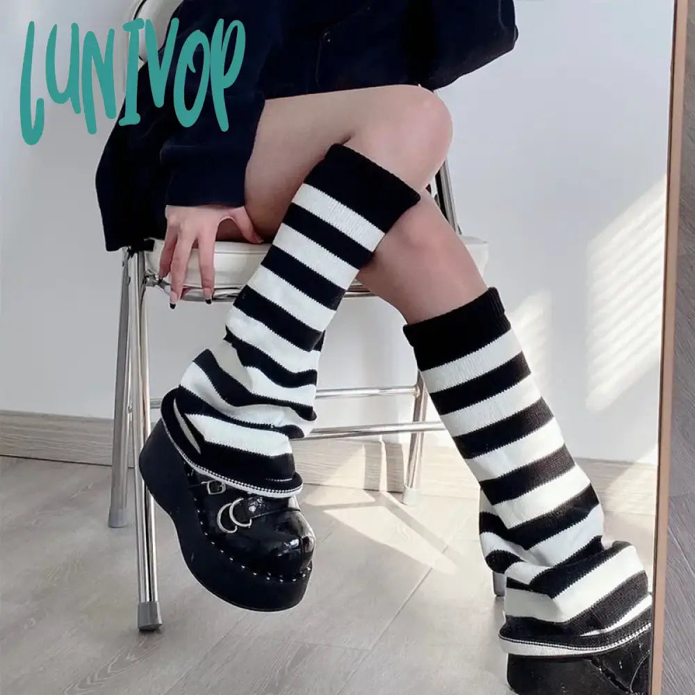 Lunivop Women Leg Warmers Japanese Punk Boot Cuffs Gothic Knit Socks Jk Hot Girl Harajuku Long