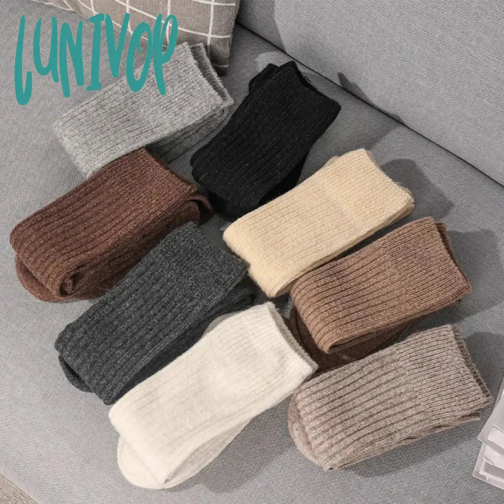 Lunivop Women Long Socks Cashmere Boot Solid Wool Thigh Stocking Skinny Casual Cotton Over