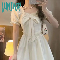 Lunivop Women Mini Dress Summer A Line Pleated Short Dresses For Girl Cute Kawaii Fairycore Fairy