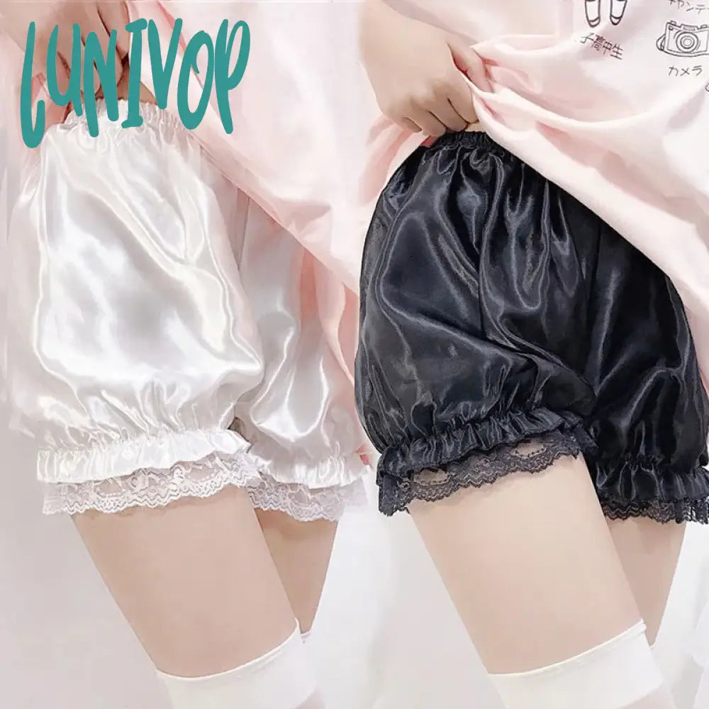 Lunivop Women Safety Pants Japanese Lolita Lace Ruffles Stretchy Shorts Female Breathable Silk