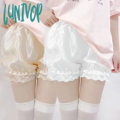 Lunivop Women Safety Pants Japanese Lolita Lace Ruffles Stretchy Shorts Female Breathable Silk