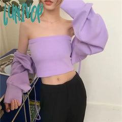 Lunivop Women Sexy Bolero Belt Cropped Sweaters Elegant Design Knitted Cardigan Autumn Winter Long