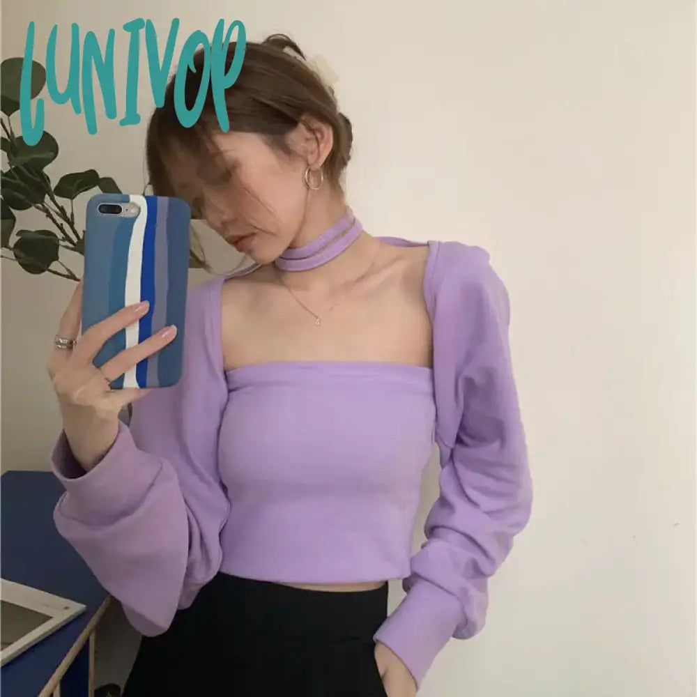 Lunivop Women Sexy Bolero Belt Cropped Sweaters Elegant Design Knitted Cardigan Autumn Winter Long