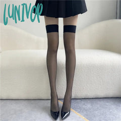 Lunivop Women Stockings Thigh High Red Edge Transparent Sexy Black Silk Sockings Appear Slim