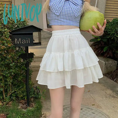 Lunivop Women White Pleated Skirt Summer Mini Korean Fashion Preppy Style For Girls Dance Skirts