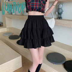 Lunivop Women White Pleated Skirt Summer Mini Korean Fashion Preppy Style For Girls Dance Skirts